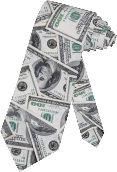 American Money Mens Tie Money Us 100 Hundred Dollar Bill Necktie,Fun Print Woven Slim Neck Ties for Men...