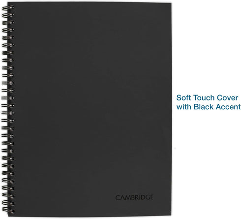 Cambridge Notebook, Business Notebook, 7-1/4" x 9-1/2", 80 Sheets, Ruled, Action Planner, Flexible Cover, Wirebound, Gray (06122)...