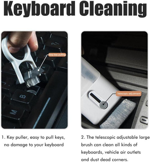6-in-1 Keyboard Cleaning Kit, Soft Brush Keyboard Cleaner Laptop Cleaner Set, Multi-Function Electronic Cleaner Box for PC Monitor, TV, Phone, Com...