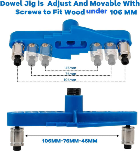 74 PCS Handheld Dowel Jig Kit, 2 in 1 Center Scriber Line Doweling Hole Jig with Wood Dowels Pins Drill Bits for Woodworking Drilling and Marking...