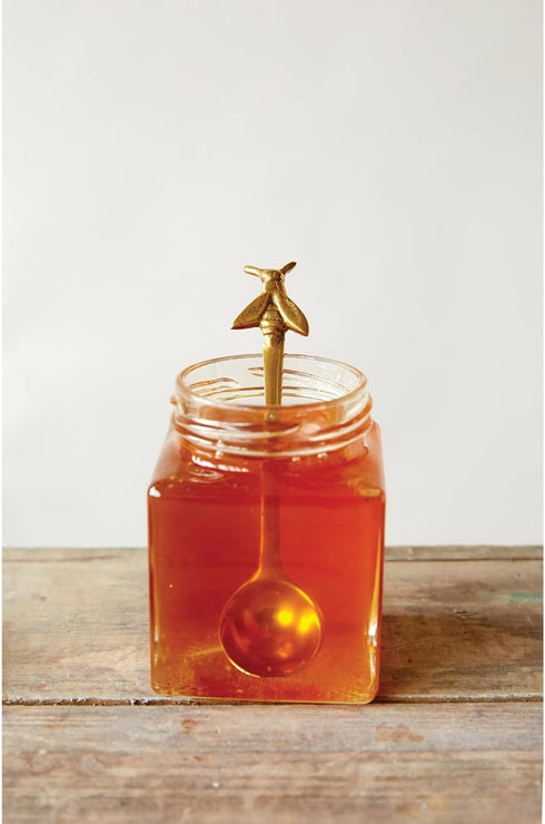 Creative Co-Op Brass Sugar/Honey Bee Handle Spoon, Gold...