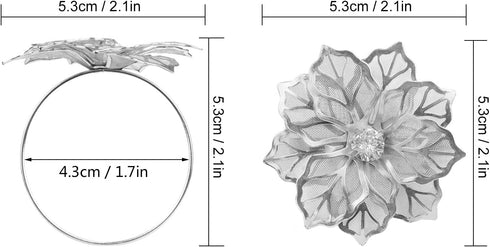 Picowe Set of 12 Alloy Napkin Rings with Hollow Out Flower Napkin Ring Holders for Wedding Party Holiday Banquet Christmas Dinner Delicate Serviet...