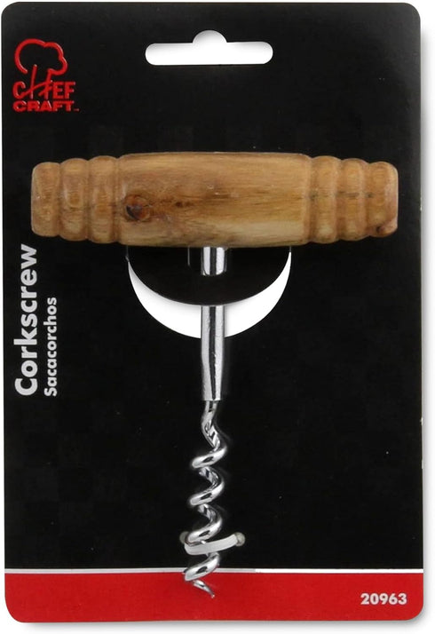 Chef Craft Select Corkscrew with Wooden Handle, 4 inch, Natural...