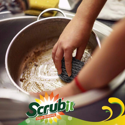 12 Pack Stainless Steel Scourers by Scrub It – Steel Wool Scrubber Pad Used for Dishes, Pots, Pans, and Ovens. Easy scouring for Tough Kitchen Cle...