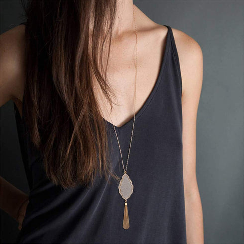 Leopard Print Long Pendant Necklace Dangle Drop Earrings Set for Women Leaf Tassel Necklace Tortoise Shell Acrylic Resin Earrings 6 PCS...