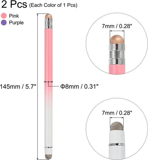 MECCANIXITY 2pcs Stylus Pens for Touch Screens Rubber & Fiber Dual Tips Capacitive Stylus Universal Tablet Pen Sensitivity Precision, Gradient Pin...