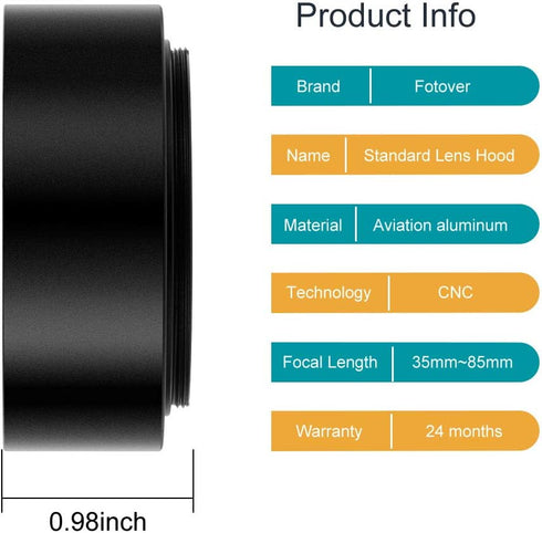 62mm Metal Standard Screw-in Standard Lens Hood Sunshade with Centre Pinch Lens Cap for Canon Nikon Sony Pentax Olympus Fuji Sumsung Leica Camera ...
