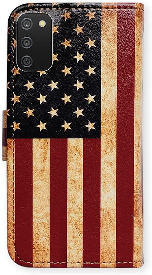 Case for Samsung Galaxy A02s, Retro American Flag Leather Flip Phone Case Wallet Cover with Card Slot Holder Kickstand for Samsung Galaxy A02s...