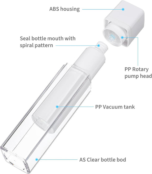 Holibanna Airless Pump Dispenser Foundation Bottle: 3pcs 50ml Skincare Moisturizer Empty Refillable Pumps Container 1.7oz Reusable Travel Dispense...