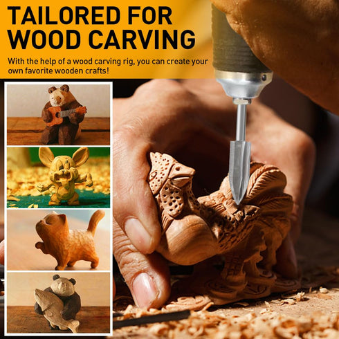 Wood Carving Drill Bits Set Compatible with Dremel Rotary Tool 5 Different Engraving Drill Accessories Bit Wood Grinding Woodworking Tool with 3mm...