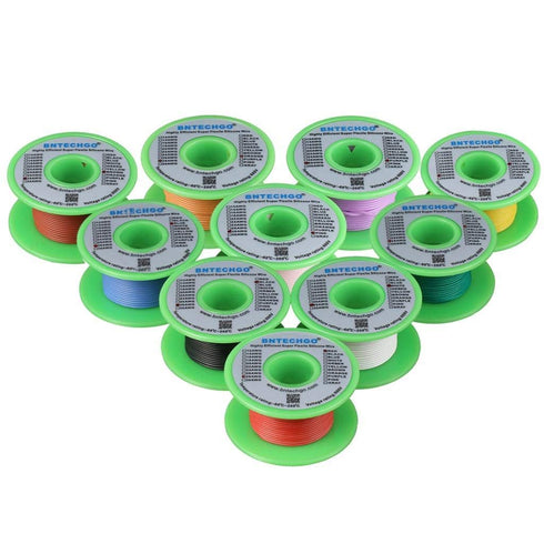 BNTECHGO 28 Gauge Silicone Wire Kit 10 Color Each 30 ft Flexible 28 AWG Stranded Tinned Copper Wire...