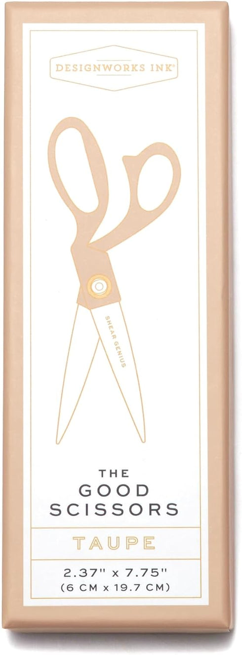 DesignWorks Ink Multipurpose Scissors with Painted Enamel Handles and Gold Stainless Steel Blades - The Good Scissors, 7.55-Inches, Taupe...