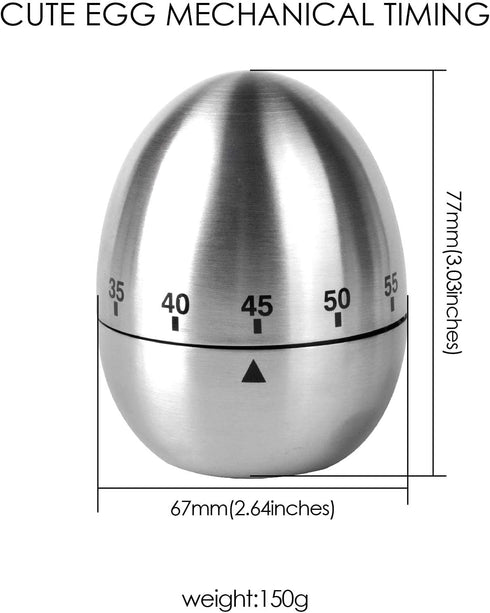 Jayron JR-WG015 Egg Kitchen Timer Stainless Steel Mechanical Rotating Alarm 60 Minutes Count Down Timer for Cooking Learning...