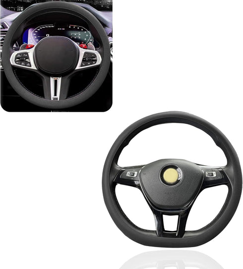 1 PC Car Steering Wheel Cover, 14.96" Silicone Non-Slip Textured Steering Wheel Cap, Comfortable Touch Decorative Accessory for All Seasons, Compa...