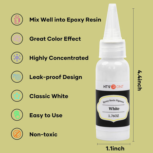 HTVRONT White Resin Pigment Paste - 1.76oz/50ml Higher Concentrated & Easy to Mix White Epoxy Dye Pigment for Resin Coloring, Ocean Waves and Wate...
