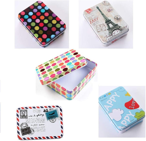 5 Pack Metal Tins Box Containers 3.54 x 2.56 x 1.1 inch, Mini Portable Small Tins with Lids, Rectangular Case Empty Box for Candies, Pills, Earrin...