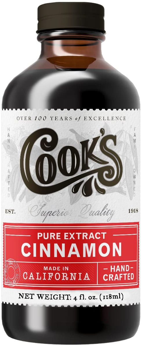 Cook's Pure Cinnamon Extract Made From Fine Ceylon Cinnamon, Premium All Natural Cinnamon Extract for Baking, Cooking, Beverages and Candies, 4 oz...
