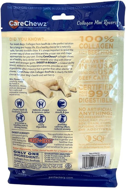 Pet Factory CareChewz Collagen Mini Rovers Dog Chew Treats - Natural Flavor, 8 oz...
