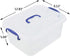 2 Packs Plastic Stackable Storage Boxes with Transparent Lid and Deep Blue Handle, Hold 8 Quart...