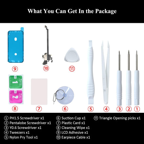 for iPhone XR Earpiece Speaker Replacement & Earspeaker Ear Piece Proximity Light Sensor Flex Cable with Repair Tools Compatible with iPhone XR 6....