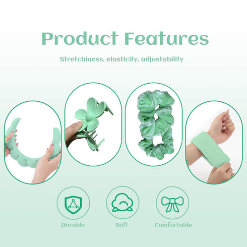 RICHTOP Face Wash Headband for Women 6 Pack Skincare Headband Set Makeup Headband Green Sponge Spa Headband Teen Girl Gift Trendy Stuff Headband f...