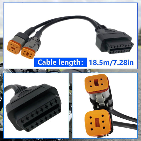 OBD2 Diagnostic Scanner Adapter Cable for Harley Davidson,2 in 1 Motorcycle OBD Scanner Adapter Cable (16Pin to 4Pin and 16Pin to 6Pin) 12" OBD2 C...