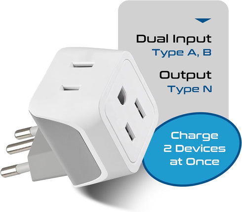 Ceptics Brazil Travel Adapter Plug with Dual Usa Input - Type N (3 Pack - Ultra Compact - Safe Grounded Perfect for Cell Phones, Laptops, Camera C...