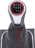 MOTOKU Black Leather with Red Stitching Gear Shifter Knob Boot Cover with 6 Speed Manual Shift Knob and Bracket Base Assembly for Volkswagen Jetta...