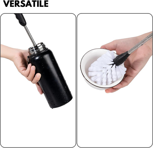 2 Pack 12" Stainless Steel Baby Bottle Brush with 2 Pack 6.85" Straw Brushes and 2 Pack 7.9" Straw Brushes, Nylon Bottle Cleaning Brush Set, Tan...