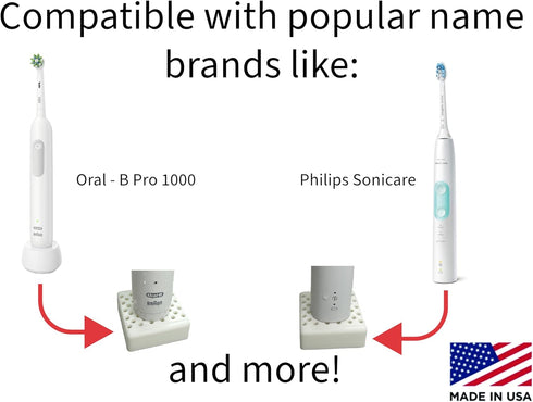 Toothbrush Holder Mount with Drain Tray, Countertop Self-Draining Organizer for Electric Toothbrush - 2 Pack...