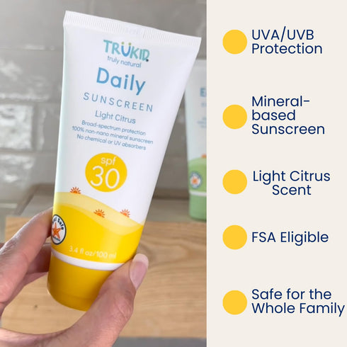 TruKid Daily Mineral Sunscreen SPF 30 - All Natural Kids & Baby Sunscreen for Face & Body, Non-Toxic Zinc Oxide Sunblock Protection for Sensitive ...
