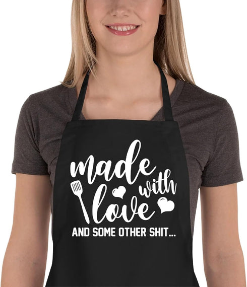 Funny Aprons for Women Men, Novelty Kitchen Cooking Apron with 2 Pockets, Cute Baking Gifts for Bakers, Birthday Housewarming Gifts for Wife Husba...