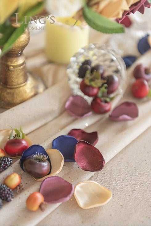 Ling's Moment Rose Petals, Silk Flower Petals for Wedding/Aisle/Flower Girl Baskets/Table Centerpiece Décor,etc.Burgundy Navy Gold 400pcs...