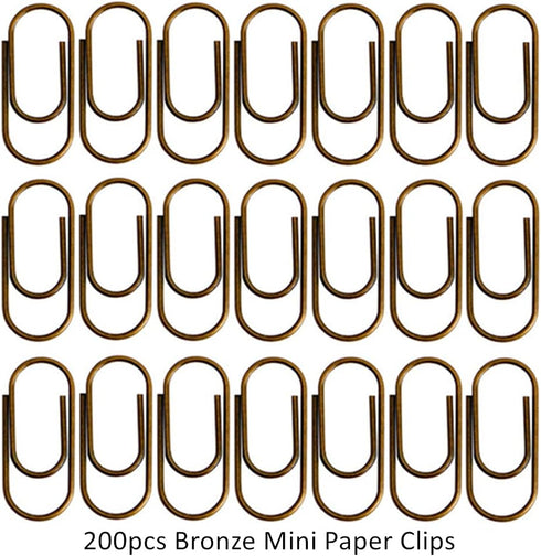 200 Fat Mini Paper Clip Super Cute Tiny Paperclips 3/5 Inch Bronze Copper Steel Clips in Silver Tinplate Paper Clips Holder for Office School Home...