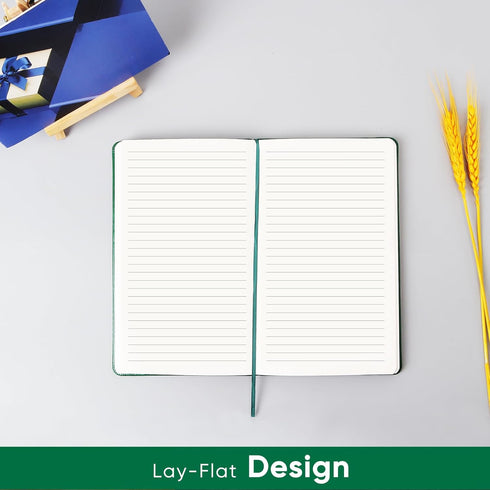 A5 Lined Journal Notebook, Leather College Ruled Notebook with 100gsm Thick Lined Paper, 5 inches x 8.25 inches, Hardcover, Inner Pocket-Dark Gree...