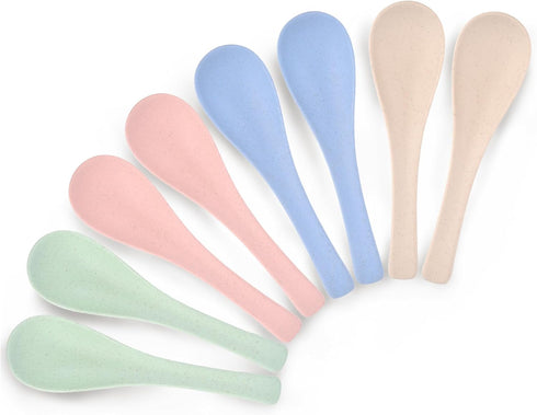 8 Pcs Plastic Spoon Dinner Spoons, Lnrkai Portable Reusable Soup Spoon Reusable Multicolor Lightweight Durable Spoon Dishwasher & Microwave Safe f...