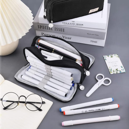 iSuperb Large Pencil Case 3 Compartments Pencil Pouch Big Capacity Pencil Bag for Kids Teen Girls Boys Student School Supplies Oxford Organizer Pe...