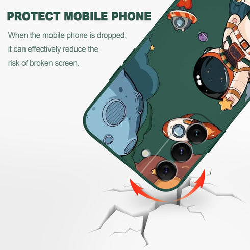 Galaxy S22 Case, Samsung Galaxy S22 Case Slim Shockproof Silica Astronaut Pattern Side Creative Design Samsung S22 Phone Cover-Astronaut Green...