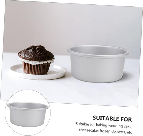 PRETYZOOM 3pcs 5 Nonstick Toaster Oven Pan Bread Tin Steaming Pan Anodized Aluminum Cake Pan Pudding Round Baking Cake Pan Layer Cake Pan Baking P...