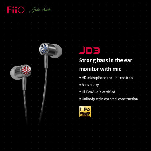 FiiO JadeAudio Headphone Earbuds Wired High Resolution Strong Bass Lossless 1DD for PC/Smartphones/Laptop with Mic JD3 (Silver)......