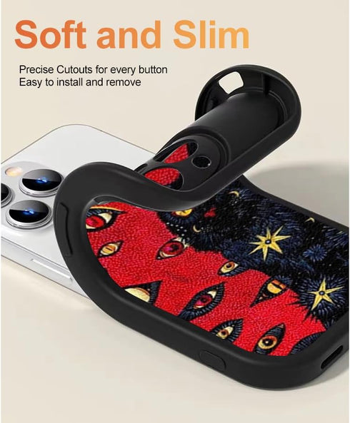 Black Cat Psychedelic Hippie Cat Phone Case for iPhone 15,Trippy Cute Cool Animal Cover for Teens Girls Women Men,Soft TPU Shockproof Full Protect...