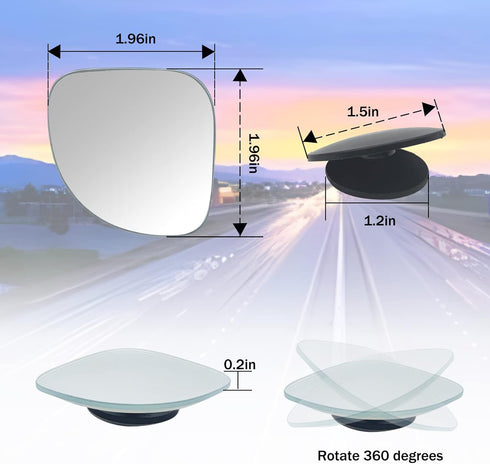 2 Pack of Blind Spot Mirror, Fan Shaped HD Glass Frameless Convex Rear View Mirror with wide angle Adjustable Stick, Blind Spot Mirror Compatible ...