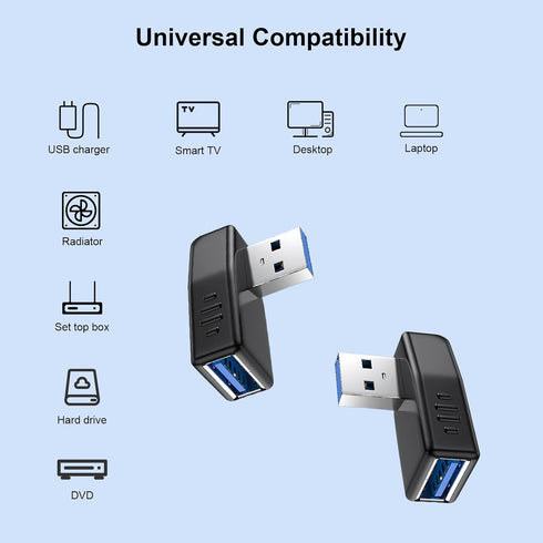 USB 3.0 Adapter 90 Degree Male to Female Coupler Connector Plug Left Angle and Right Angle...