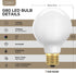 G25 Dimmable LED Globe Light Bulbs 60 Watt Equiv, 6W 5000K Daylight Bathroom Vanity Light Bulbs, G80 Large Edison Round LED Light Bulbs for Sputni...