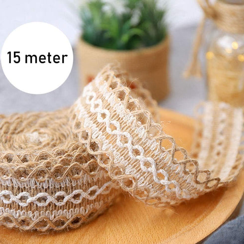 Christmas Burlap Lace Trim Natural Burlap Lace Ribbons for Crafts, Burlap Lace Ribbon for Wedding Decoration and DIY Craft Home Party Decoration (...