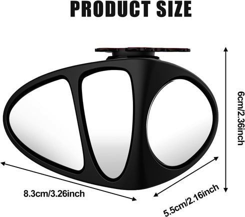 1 Piece Car Blind Spot Mirror Three Sided HD Glasses 360 Degree Rotation Convex Car Auxiliary Mirrors Wide Angle Rearview Mirror Stick On Adjustab...