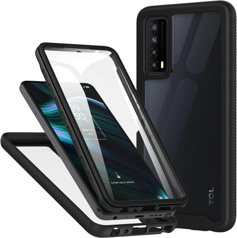 CBUS Heavy-Duty Phone Case with Built-in Screen Protector Cover for TCL Stylus 5G –– Full Body (Black)......