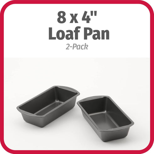 GoodCook Set of 2 Medium 8" x 4" Nonstick Steel Bread Loaf Pans, Gray (4244)...