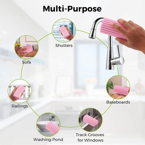 4-Pack Damp Clean Duster Sponge, Sponge Cleaning Brush, Duster for Cleaning Blinds, Glass, Baseboards, Vents, Railings, Mirrors, Window Track Groo...
