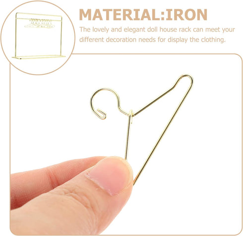 STOBOK Miniature Doll Garment Rack Set Mini Doll Dress Clothing Display Rack with 10Pcs Mini Doll Clothes Hangers Doll House Furniture Accessories...